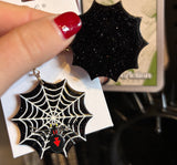 Black Widow Web Earrings