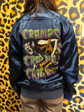 The Cramps Navy Satin Bomber Jacket (Unisex)