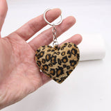 Tan Leopard Print Heart Bag Keychain