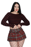 Jett Striped Long Sleeve Burgundy & Black Crop Sweater