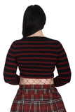 Jett Striped Long Sleeve Burgundy & Black Crop Sweater