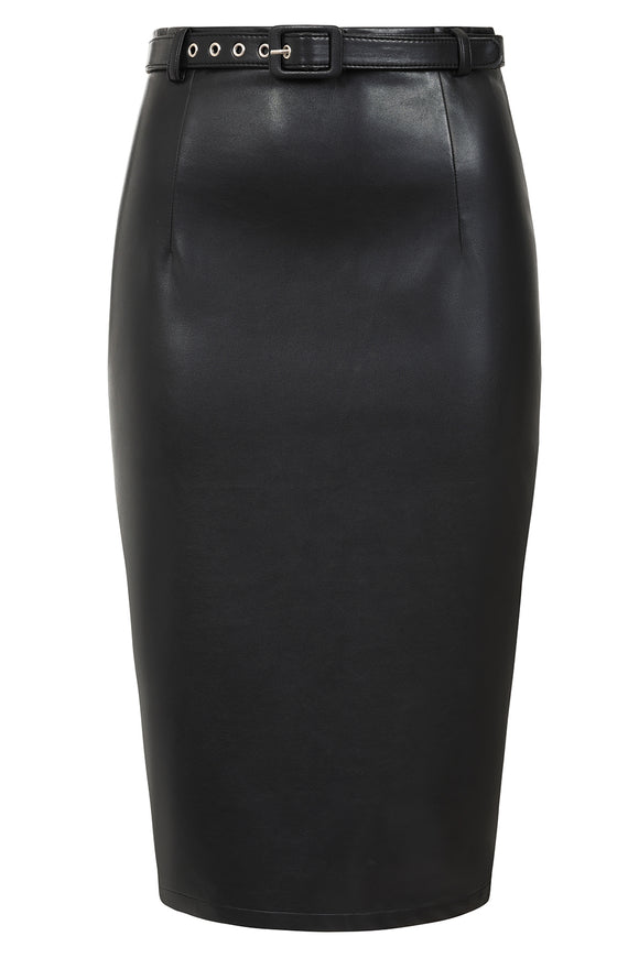 Good Taste Pencil Skirt Black Vegan Leather