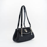 Velour Black Leopard Shoulder Bag