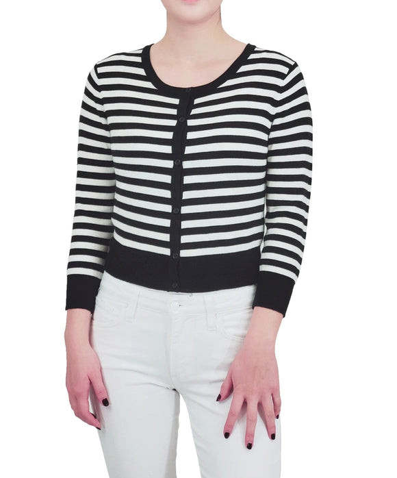 Sail Away Striped Cardigan Black & White