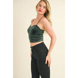 Green Velvet Bustier Cami Crop Top