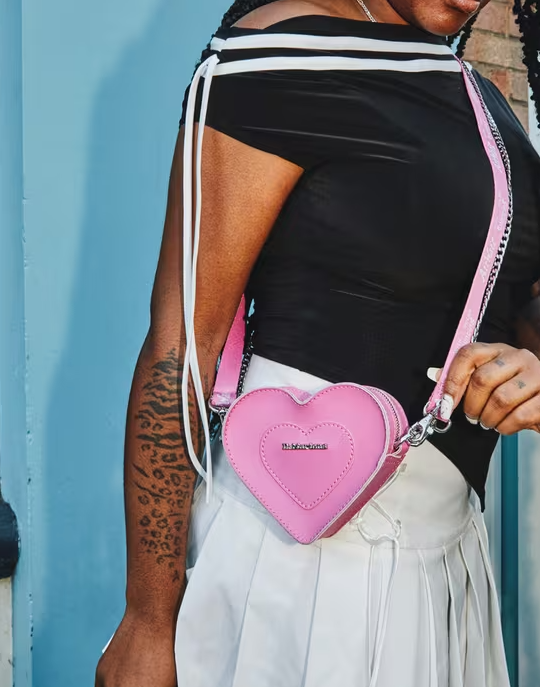 Mini Heart Shaped Pink Leather Bag By Dr. Martens