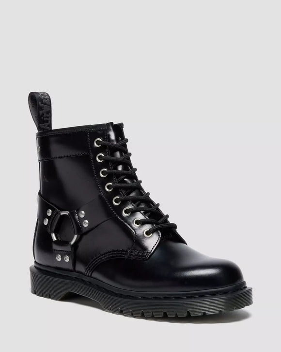 1460 Harness Leather Lace Up Boots Black Analine