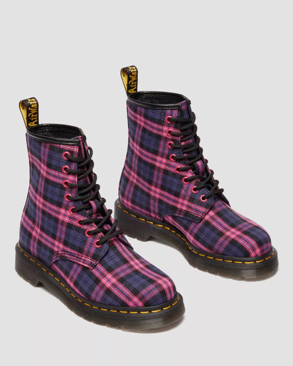 1460 Pink Tartan Lace Up Boots