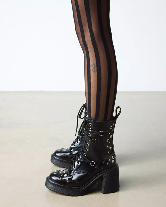 Chesney Studded Buttero Leather Flare Heeled Boots