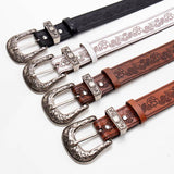 Black Vegan Floral Embossed Belt