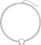 Stainless Steel Spike Horseshoe Ring Necklace