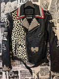 The Cramps Studded, Patched, & Painted Faux Leather Jacket (Unisex)