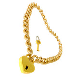 Gold Heart Lock & Chain Necklace