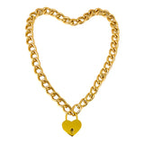 Gold Heart Lock & Chain Necklace