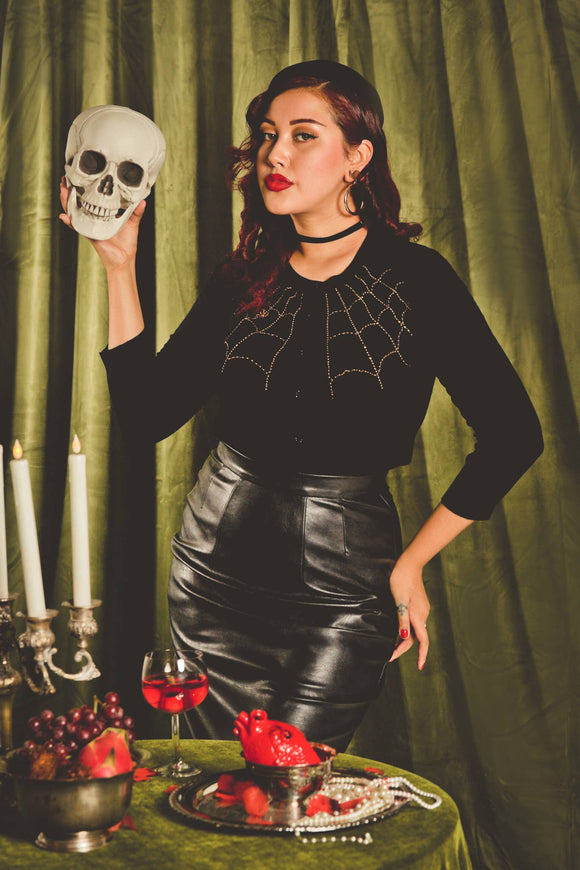 Spiderweb Black & Gold Cardigan