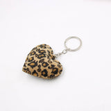 Tan Leopard Print Heart Bag Keychain