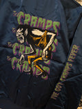 The Cramps Navy Satin Bomber Jacket (Unisex)