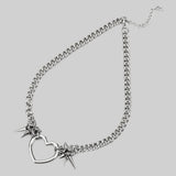Stainless Steel Hearts & Spikes Necklace