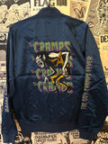 The Cramps Navy Satin Bomber Jacket (Unisex)