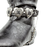 Heart Concho Black Leather Boot Strap