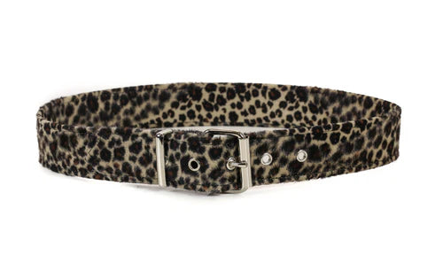 Fuzzy Leopard Print Belt