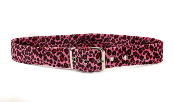 Pink Fuzzy Leopard Print Belt