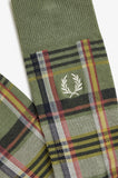 Fred Perry Madras Socks Olive Mint