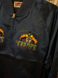 The Cramps Navy Satin Bomber Jacket (Unisex)