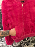 Catch Me if You Can Fuzzy Fuchsia Bomber Jacket