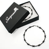 Barbed Wire Hoop Earrings Black