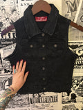 Distressed Back Denim Vest