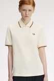 Fred Perry Womens Polo Ecru / Lemon Barley / Oxblood