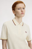 Fred Perry Womens Polo Ecru / Lemon Barley / Oxblood