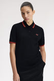 Fred Perry Womens Polo Black / Flamingo tan