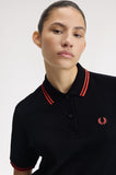 Fred Perry Womens Polo Black / Flamingo tan