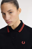 Fred Perry Womens Polo Black / Flamingo tan
