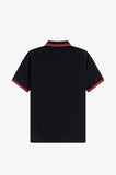 Fred Perry Womens Polo Black / Flamingo tan