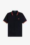 Fred Perry Womens Polo Black / Flamingo tan