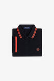 Fred Perry Womens Polo Black / Flamingo tan