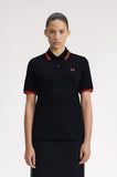 Fred Perry Womens Polo Black / Flamingo tan