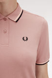 Fred Perry Womens Polo Dusty Rose Pink / Silky Peach / Black