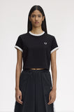 Fred Perry Black Cropped Ringer T-Shirt