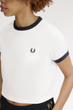 Fred Perry Snow White Cropped Ringer T-Shirt