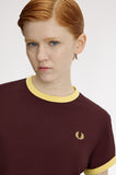 Fred Perry Oxblood Cropped Ringer T-Shirt