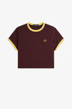Fred Perry Oxblood Cropped Ringer T-Shirt