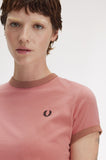 Fred Perry Putty Pink Cropped Ringer T-Shirt