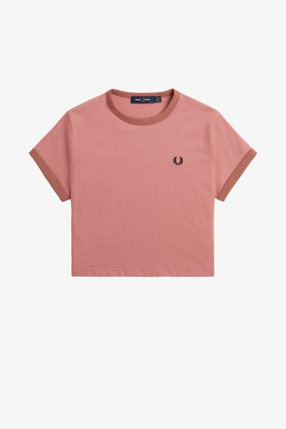 Fred Perry Putty Pink Cropped Ringer T-Shirt