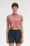 Fred Perry Putty Pink Cropped Ringer T-Shirt