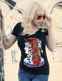 Tattooed Rose Womens V Neck