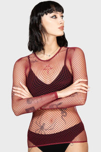 Burgundy Fishnet Hellrazor Top